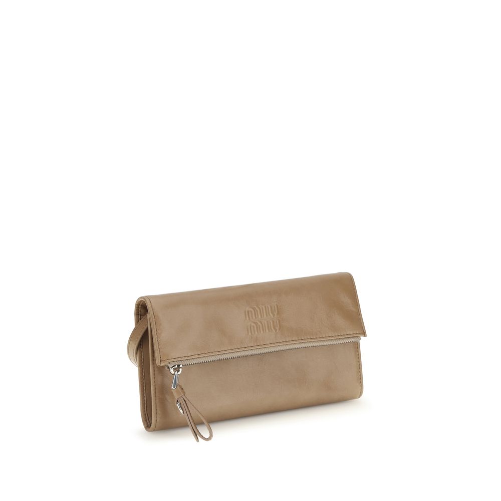 Miu Miu Beige Calf Leather Bos Taurus Clutch Bag