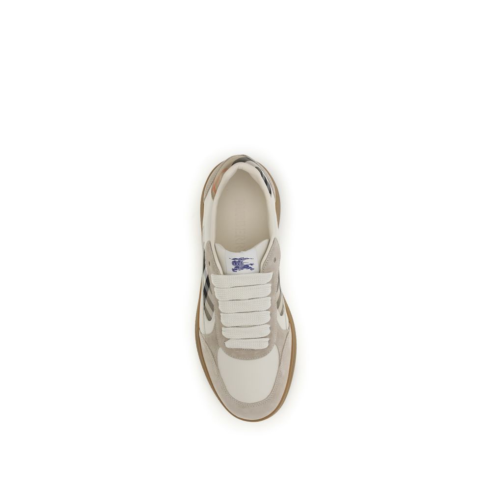 Burberry Beige Calf Leather Bos Taurus Low Top Sneakers