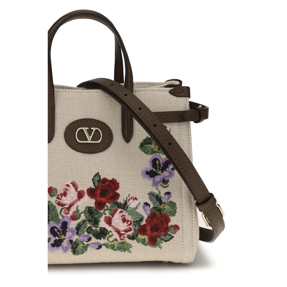 Valentino Garavani Beige Linen Handbag