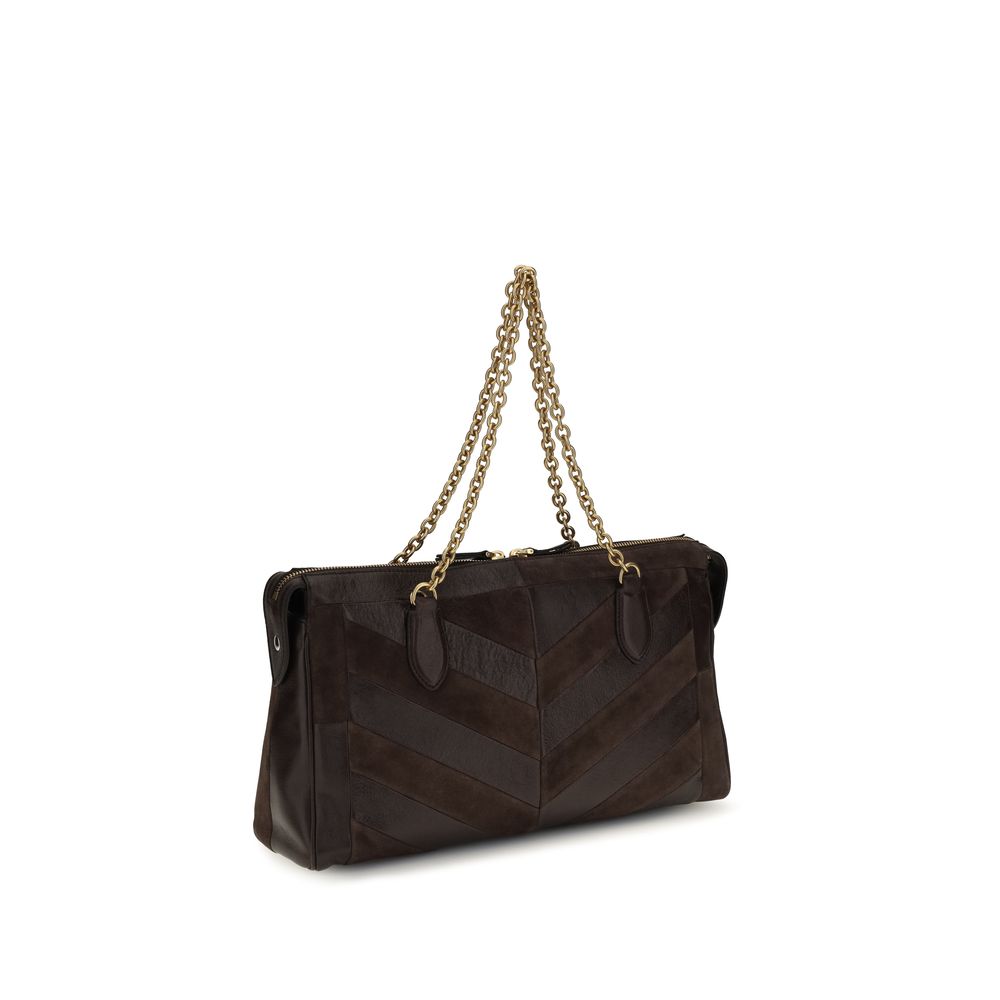 Valentino Garavani Brown Calf Leather Bos Taurus Shoulder Bag