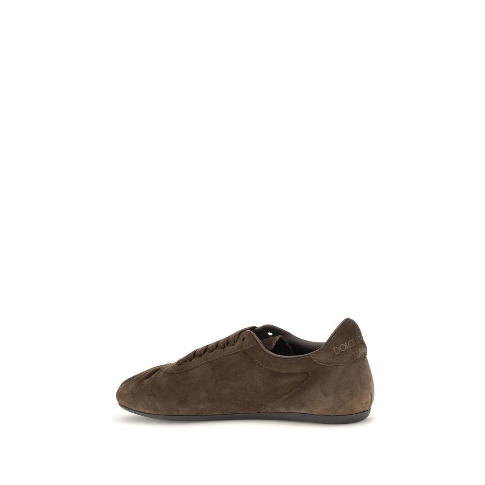 Dolce & Gabbana Brown Suede Leather Low Top Sneakers