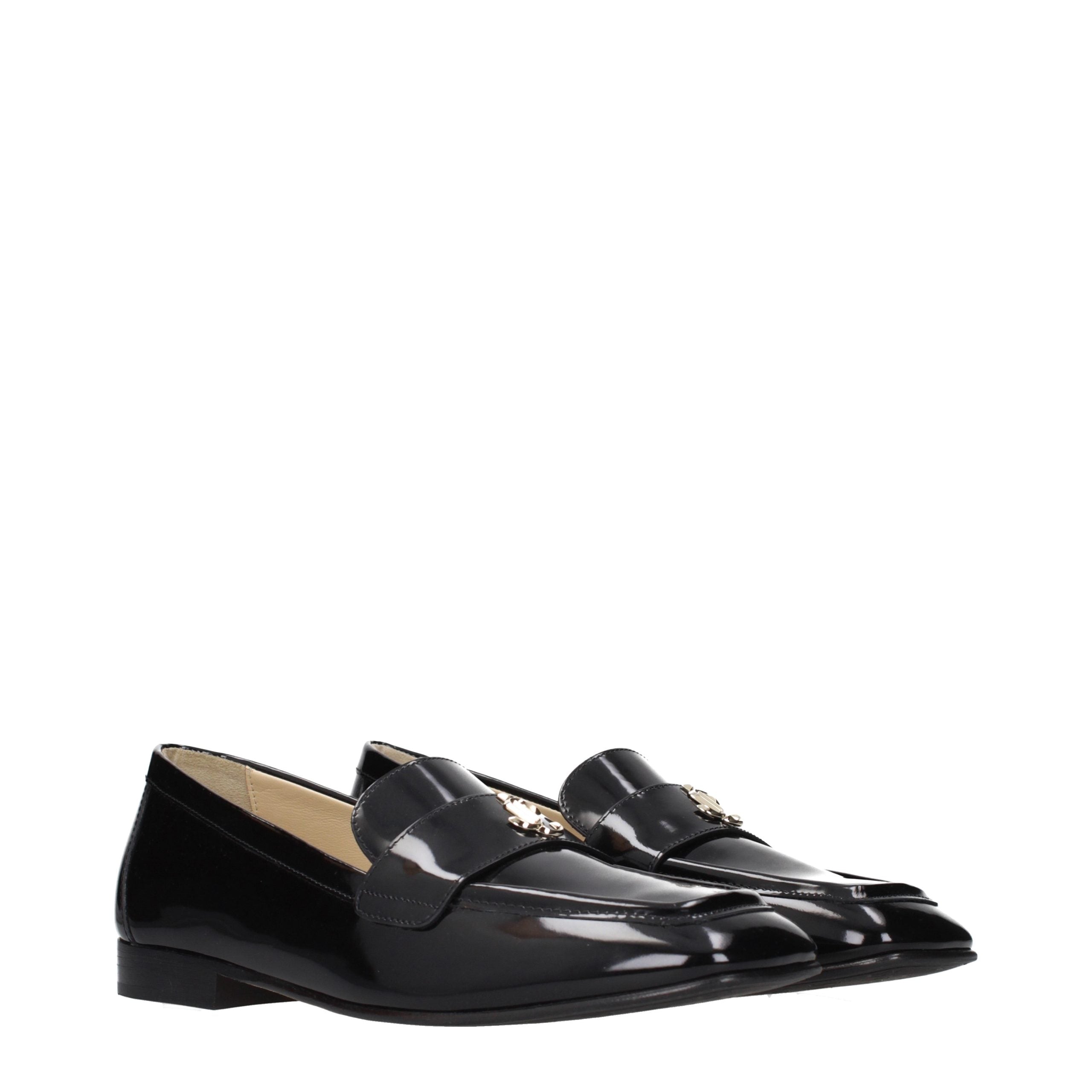 Jimmy Choo Black Leather Slip-On Loafers