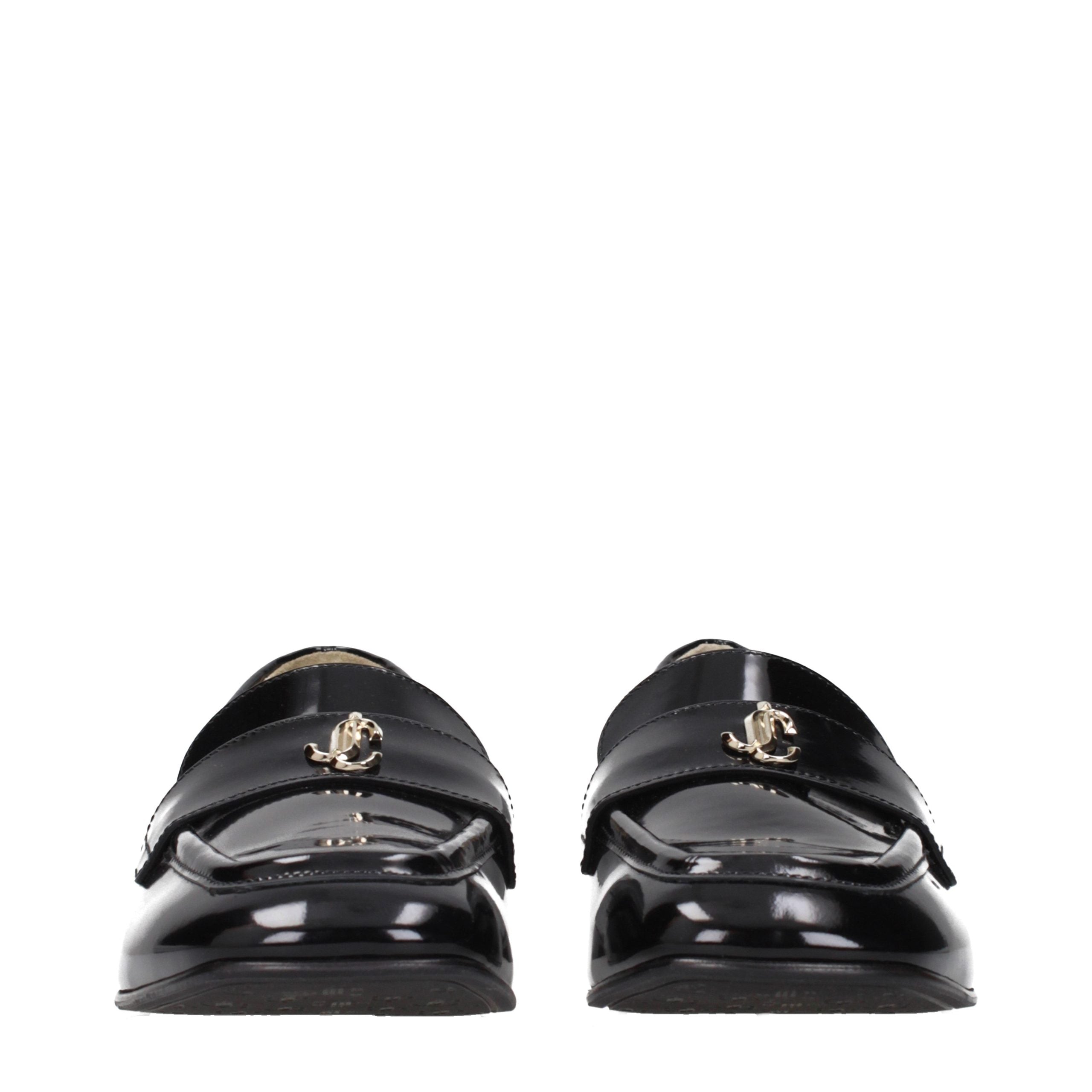 Jimmy Choo Black Leather Slip-On Loafers