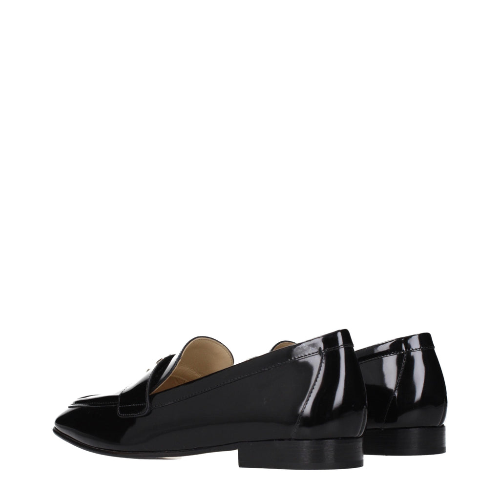 Jimmy Choo Black Leather Slip-On Loafers