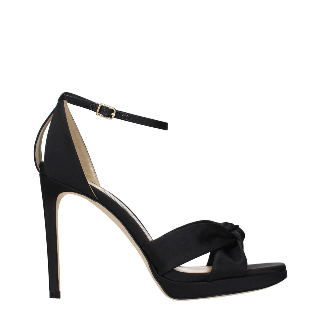 Jimmy Choo Black Satin Platform Sandals