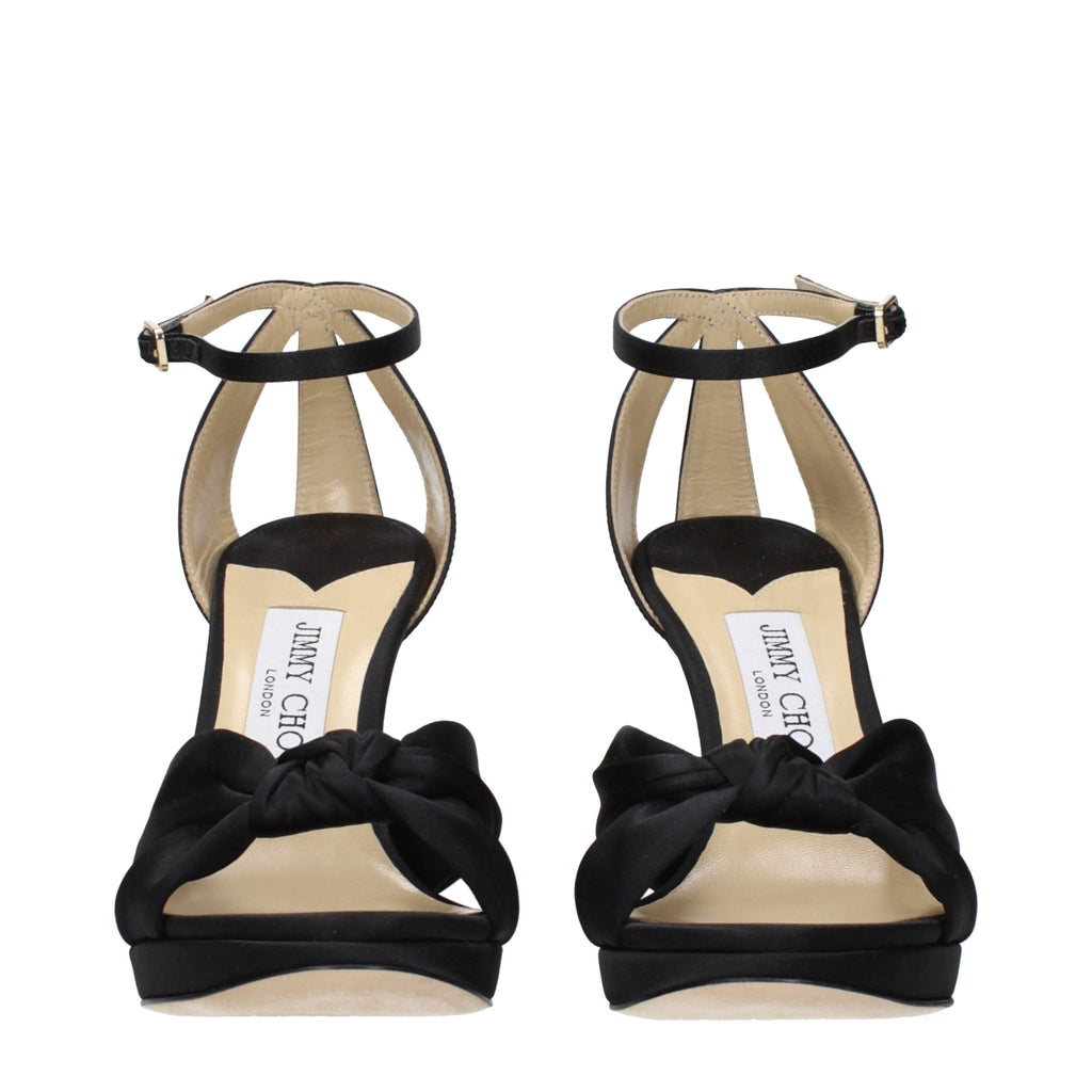 Jimmy Choo Black Satin Platform Sandals