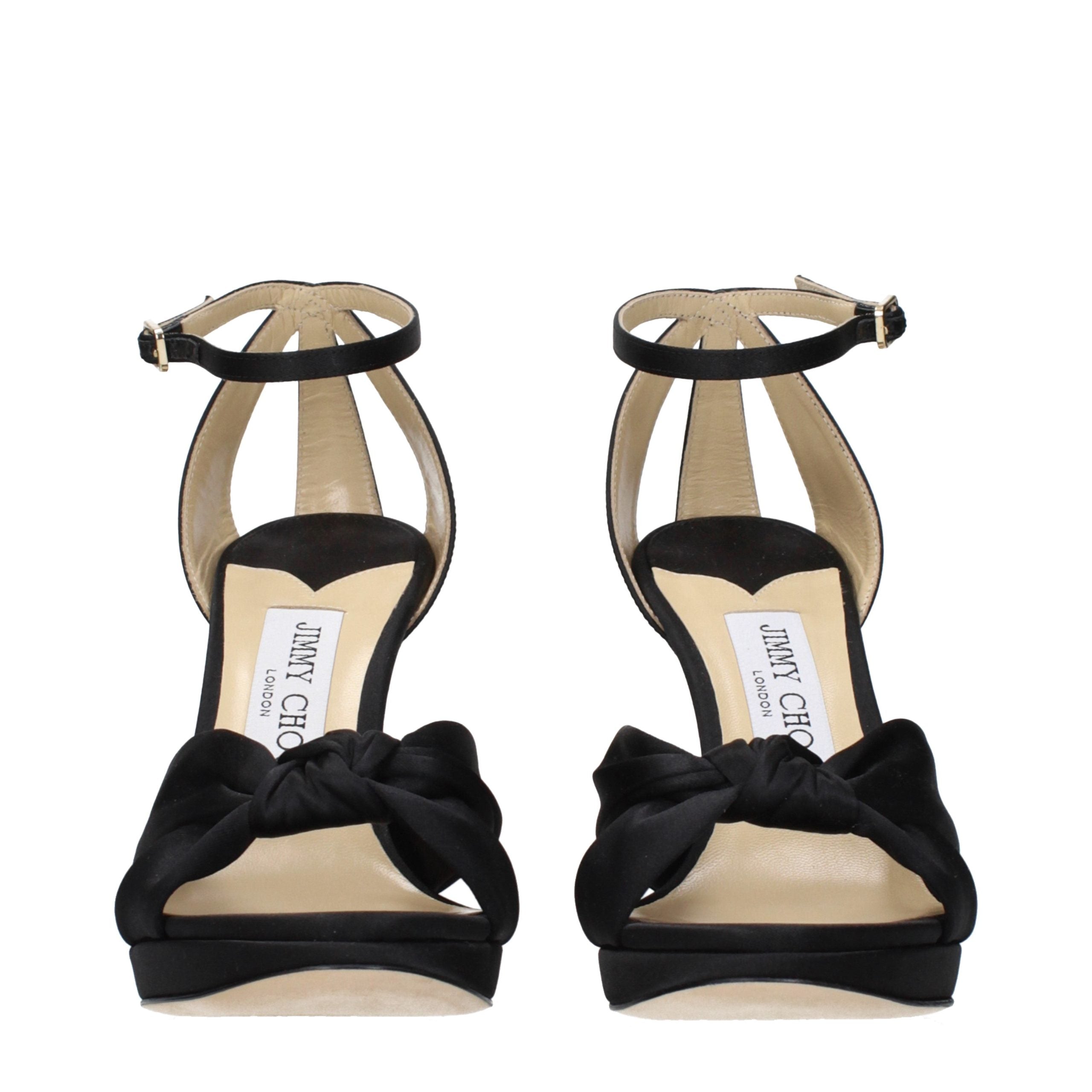 Jimmy Choo Black Satin Platform Sandals