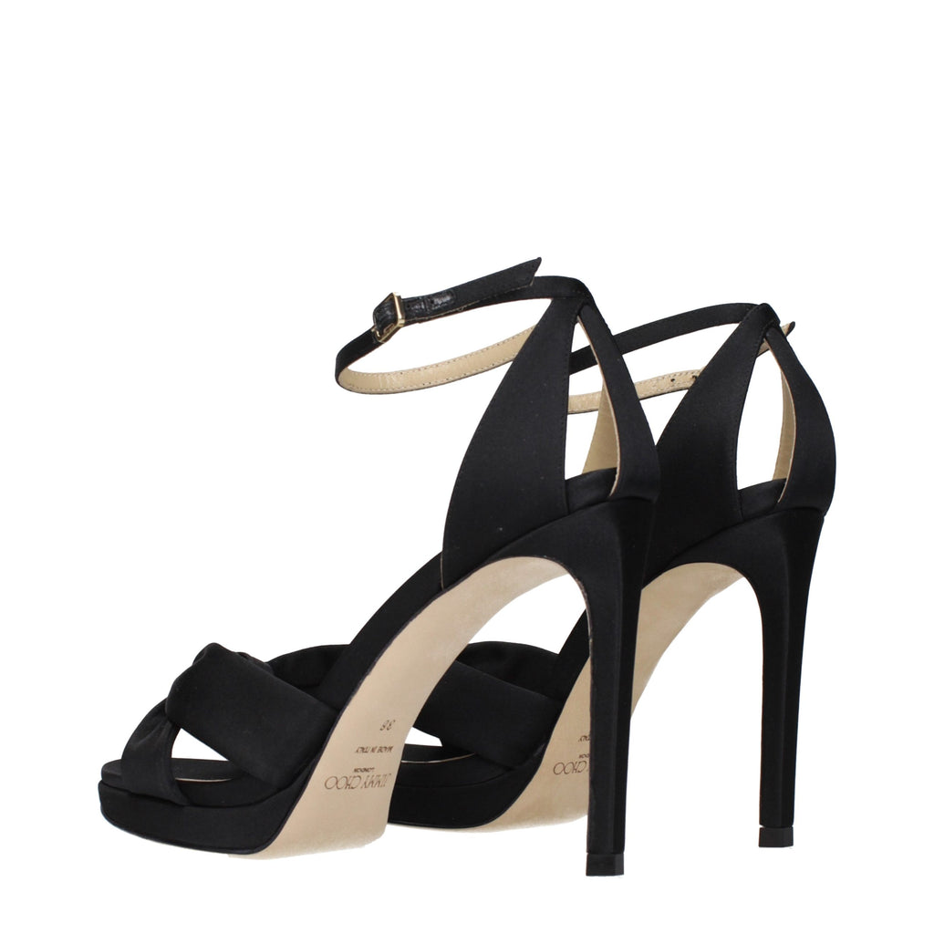 Jimmy Choo Black Satin Platform Sandals