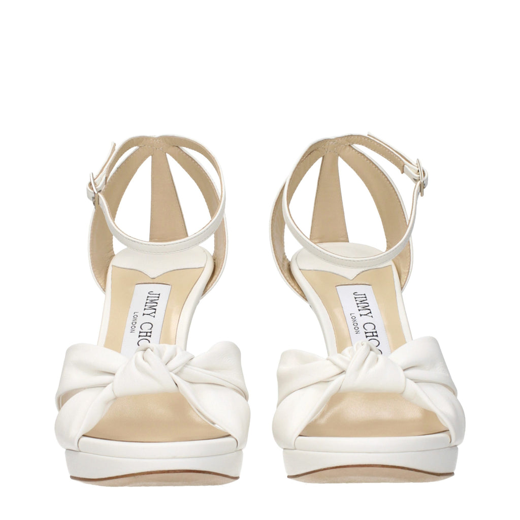 Jimmy Choo White Leather Platform Sandals