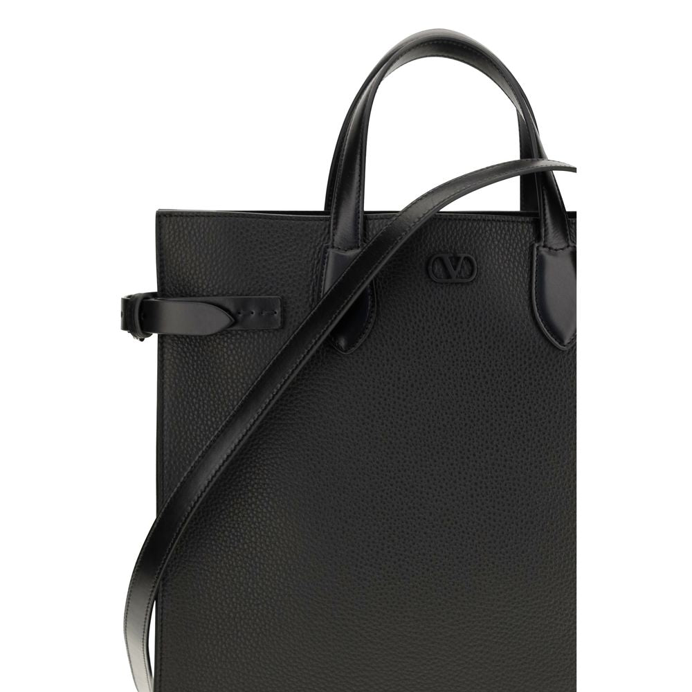 Valentino Garavani Black Calf Leather Bos Taurus Shoulder Bag
