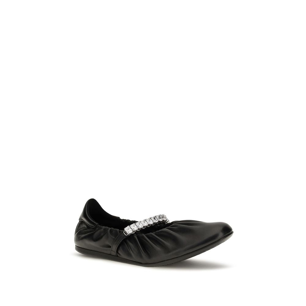 Jimmy Choo Black Calf Leather Bos Taurus Ballet Flats