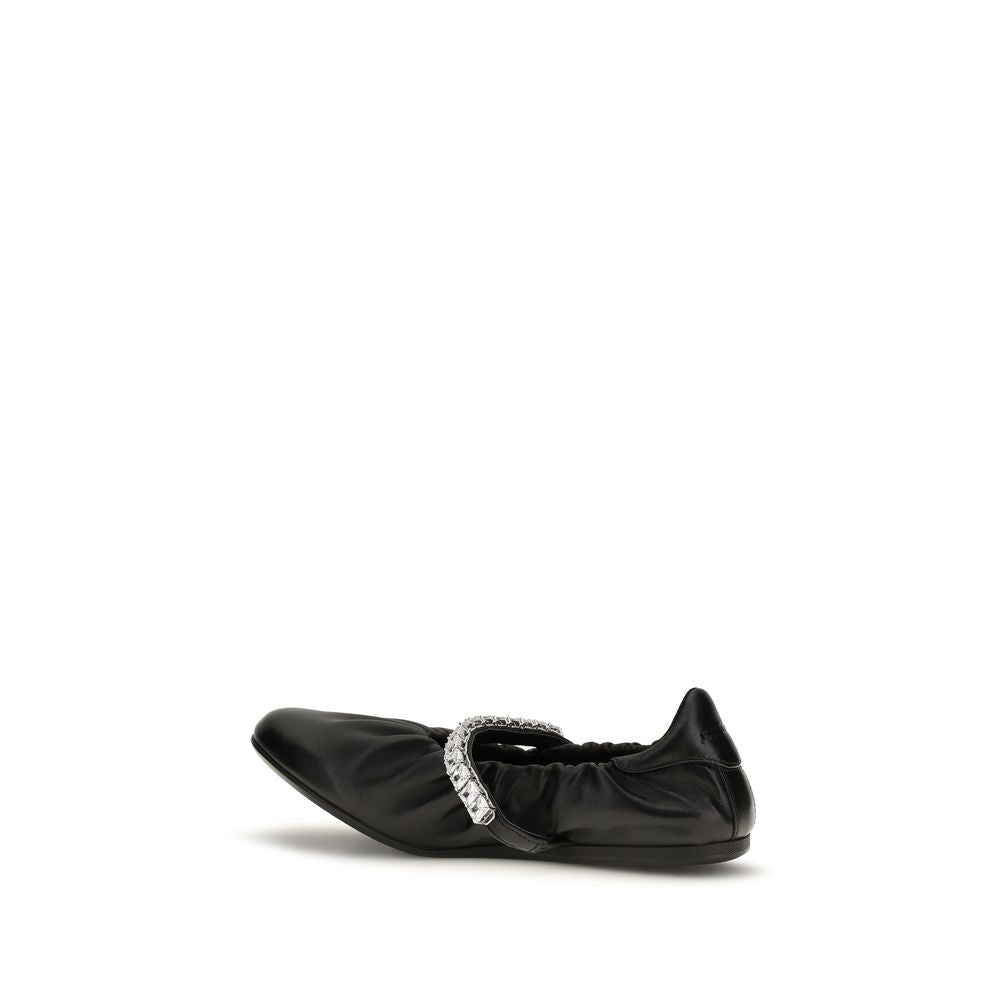 Jimmy Choo Black Calf Leather Bos Taurus Ballet Flats