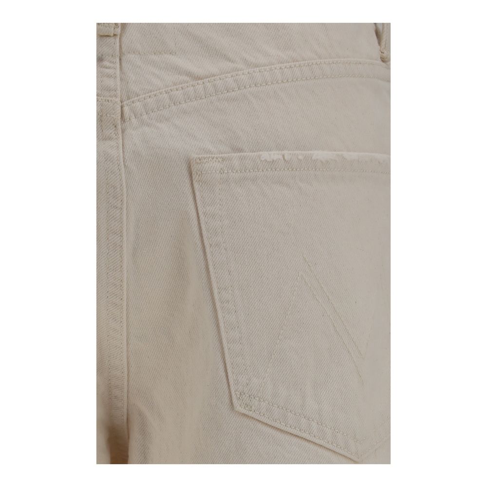 Mother Denim White Cotton Relaxed Fit Jeans