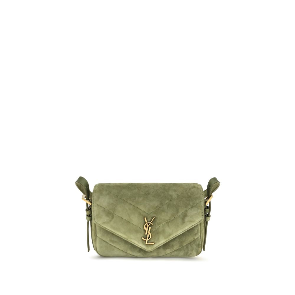 Saint Laurent Bicolor Suede Leather Shoulder Bag