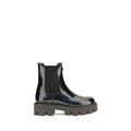 Prada Black Calf Leather Bos Taurus Chelsea Boots