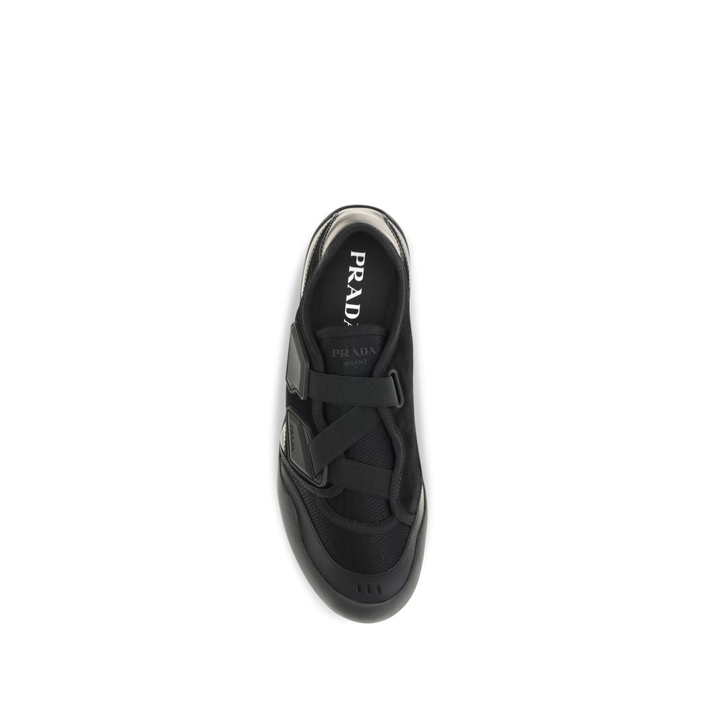 Prada Black Calf Leather Bos Taurus Athletic Sneakers