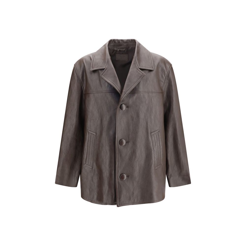 Saint Laurent Black Wool Oves Aries Leather Jacket
