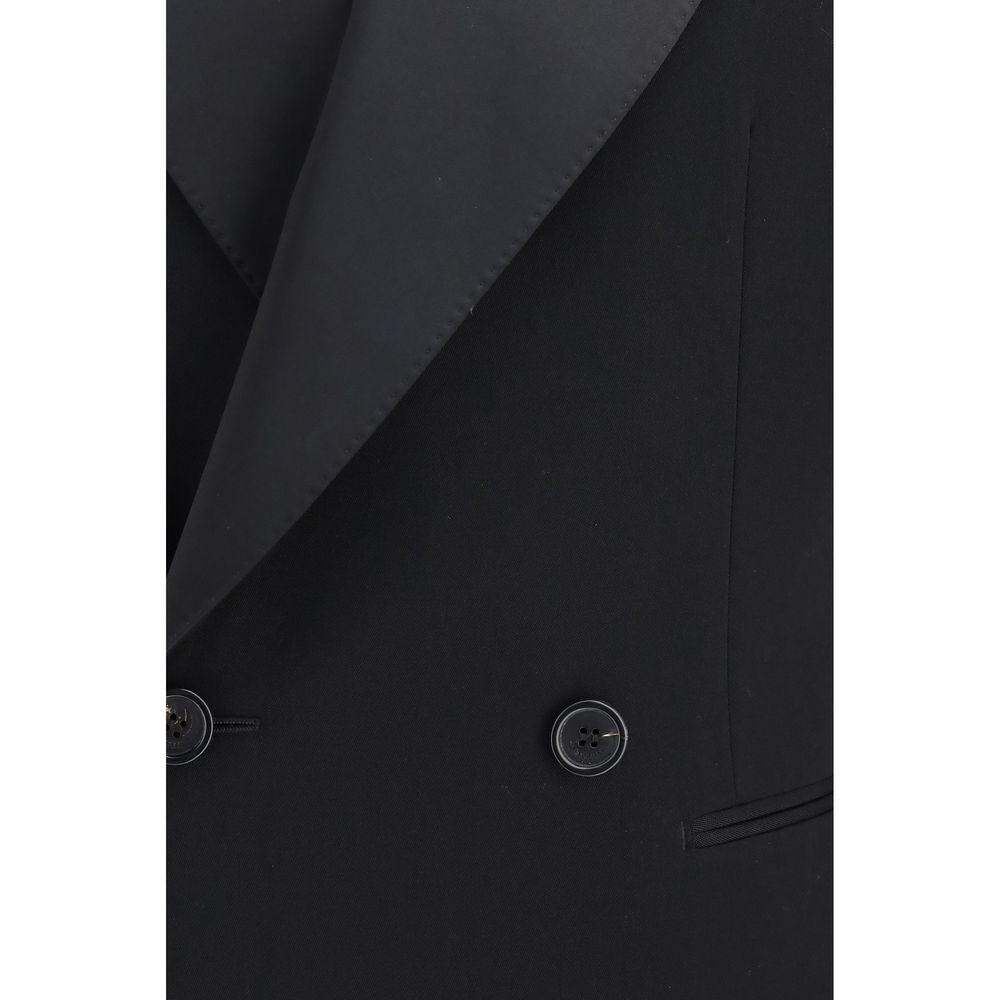 Saint Laurent Black Wool Oves Aries Leather Jacket