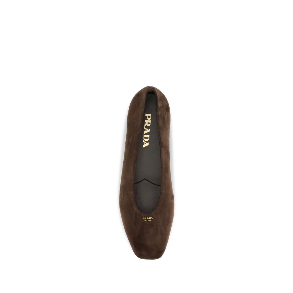Prada Brown Calf Leather Bos Taurus Ballet Flats