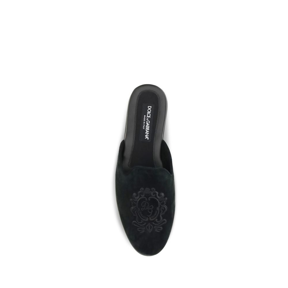 Dolce & Gabbana Black Calf Leather Bos Taurus Mules