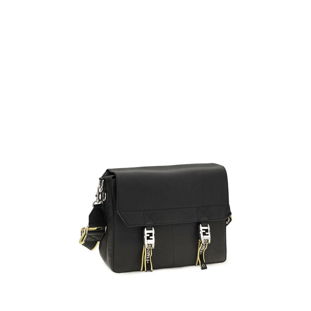 Fendi Black Calf Leather Bos Taurus Shoulder Bag