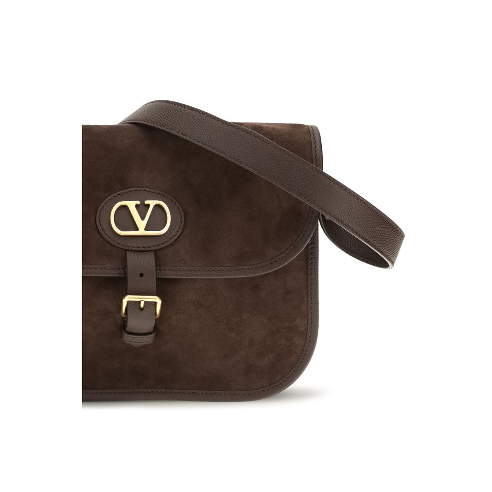 Valentino Garavani Brown Calf Leather Bos Taurus Shoulder Bag