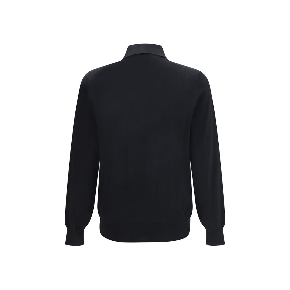 Brunello Cucinelli Black Cotton Polo Shirt