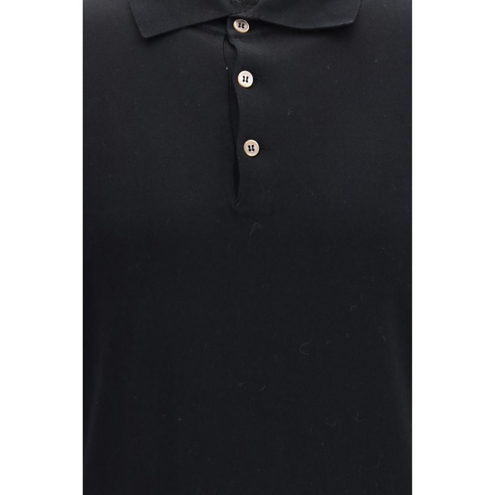 Brunello Cucinelli Black Cotton Polo Shirt