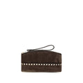 Valentino Garavani Brown Suede Leather Clutch Bag