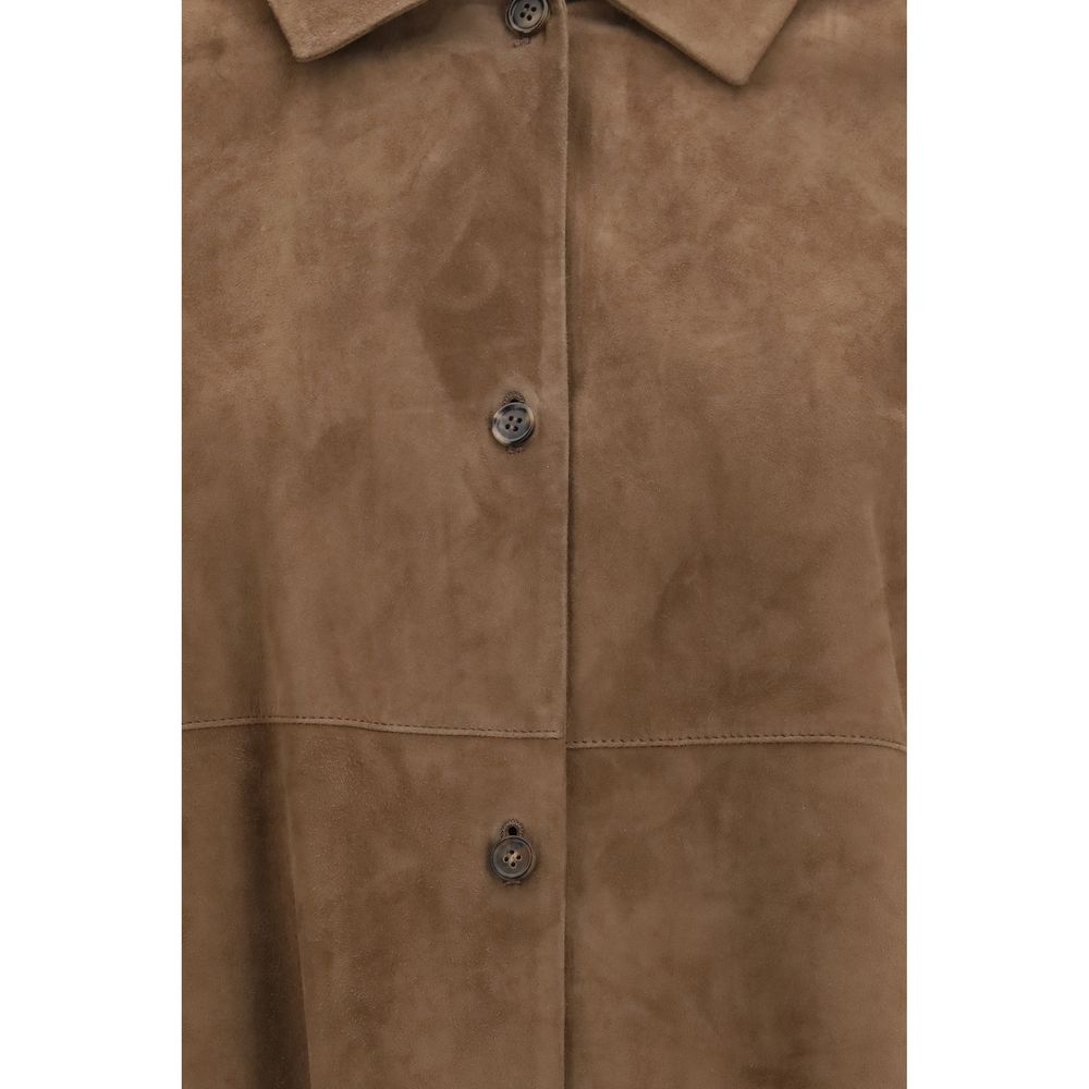 'S Max Mara Brown Lamb Ovis Aries Aries Leather Jacket