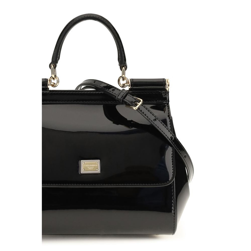 Dolce & Gabbana Black Calf Leather Bos Taurus Handbag