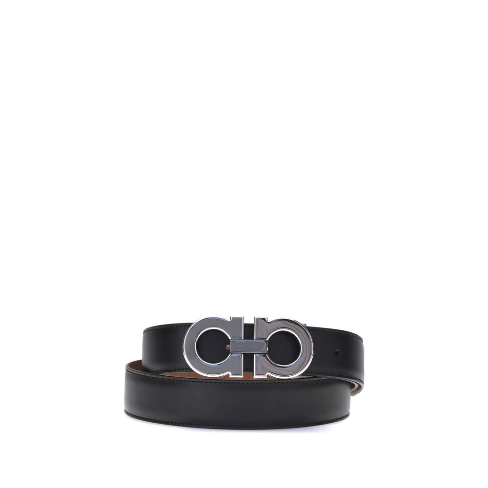 Ferragamo Black Calf Leather Bos Taurus Regular Belt
