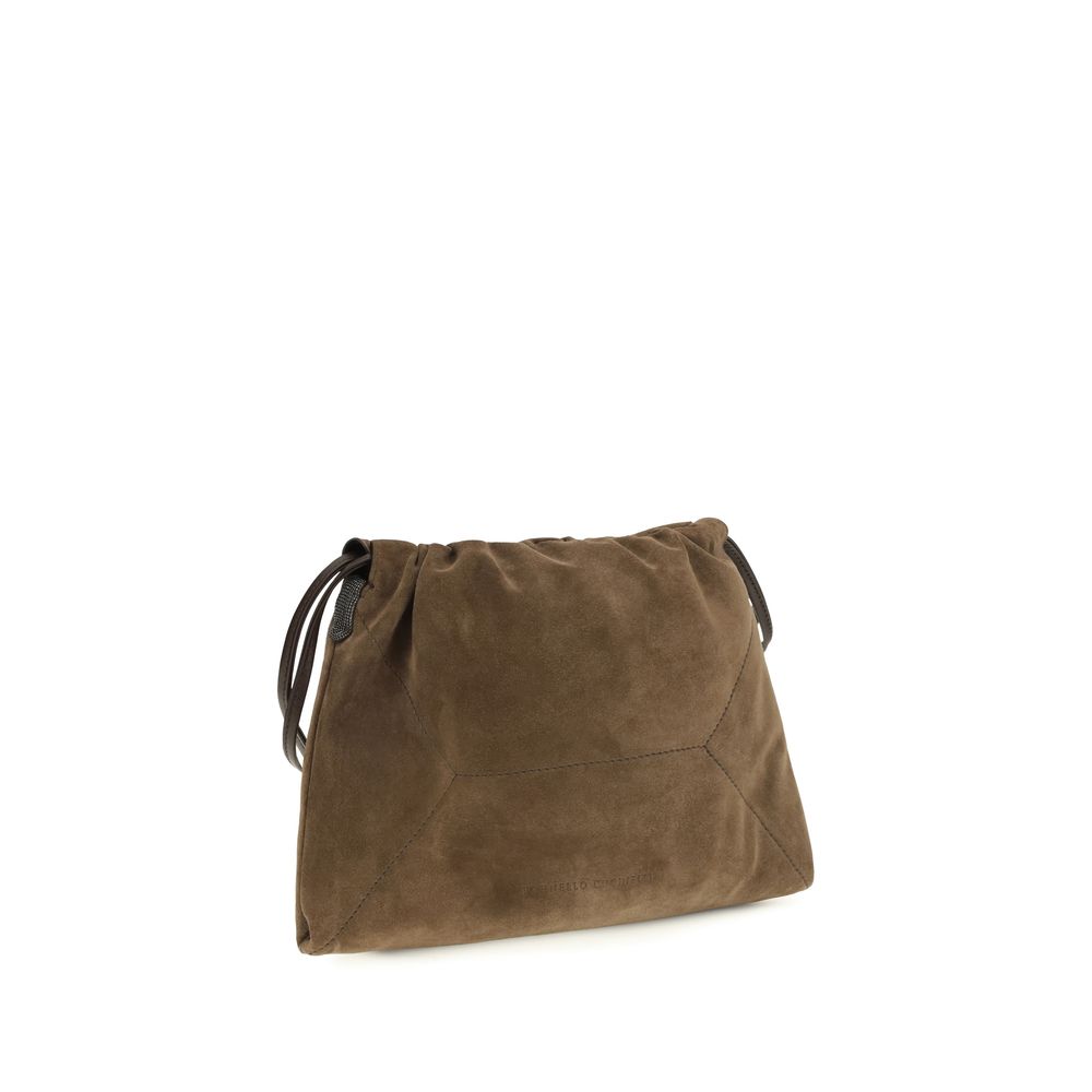 Brunello Cucinelli Brown Calf Leather Bos Taurus Clutch Bag