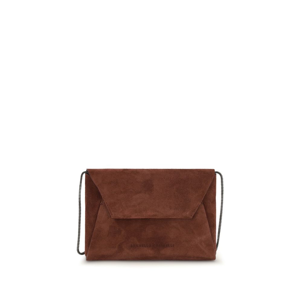 Brunello Cucinelli Bordeaux Calf Leather Bos Taurus Clutch Bag