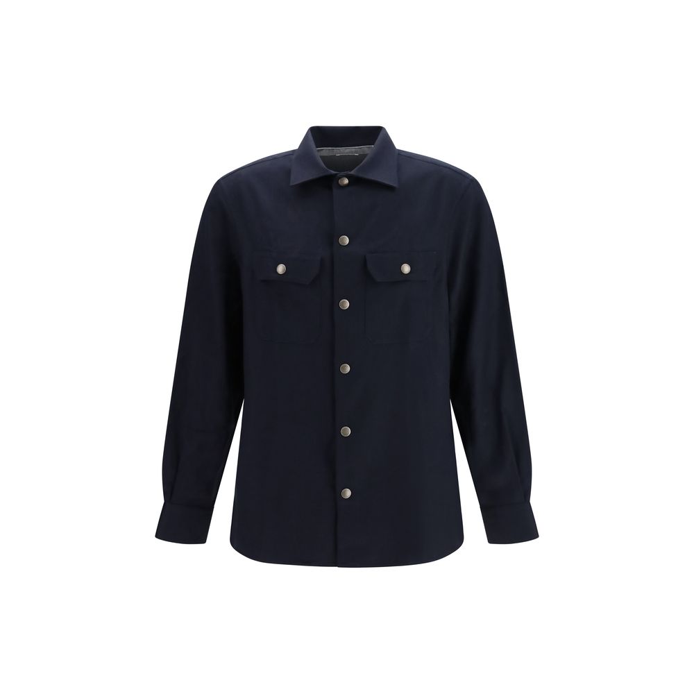 Brunello Cucinelli Blue Wool Oves Aries Shirt
