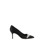 Manolo Blahnik Black Asapump Satin Pumps
