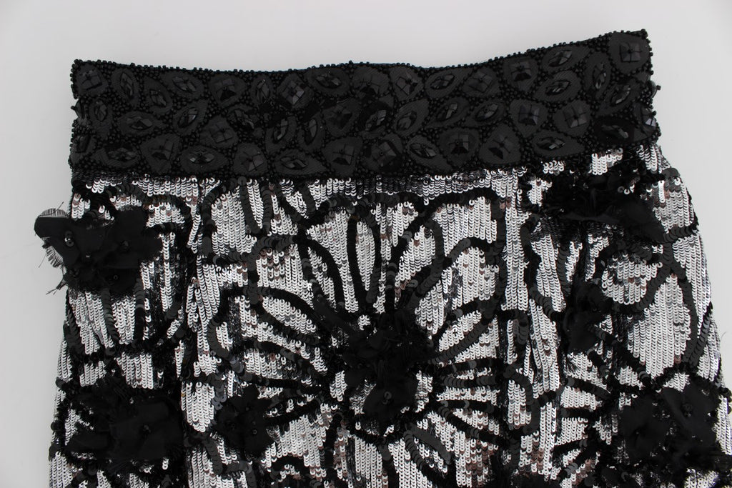 Dolce & Gabbana Black Crystal Sequined Mini Shorts