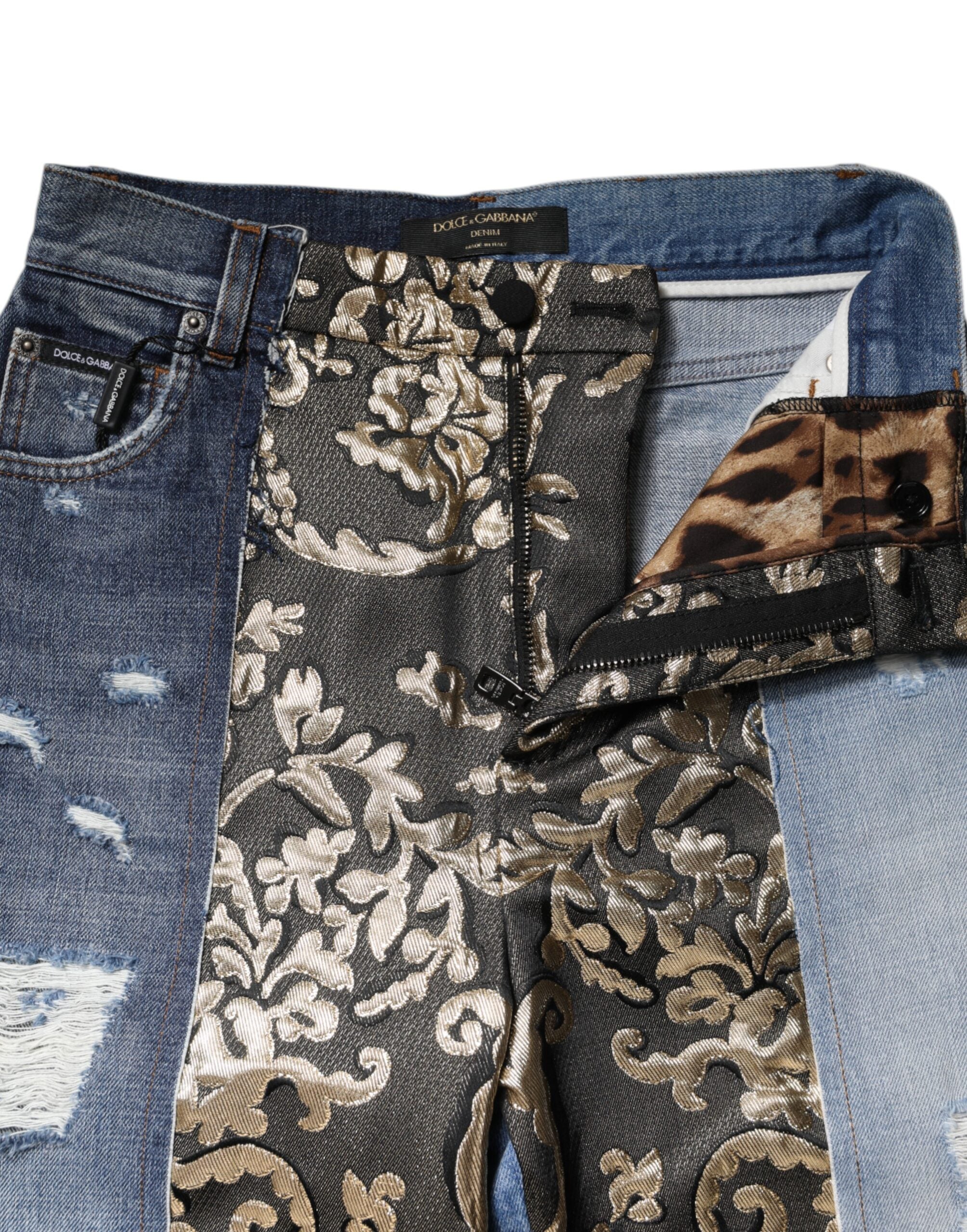 Dolce & Gabbana Multicolor Patchwork High Waist Denim Jeans