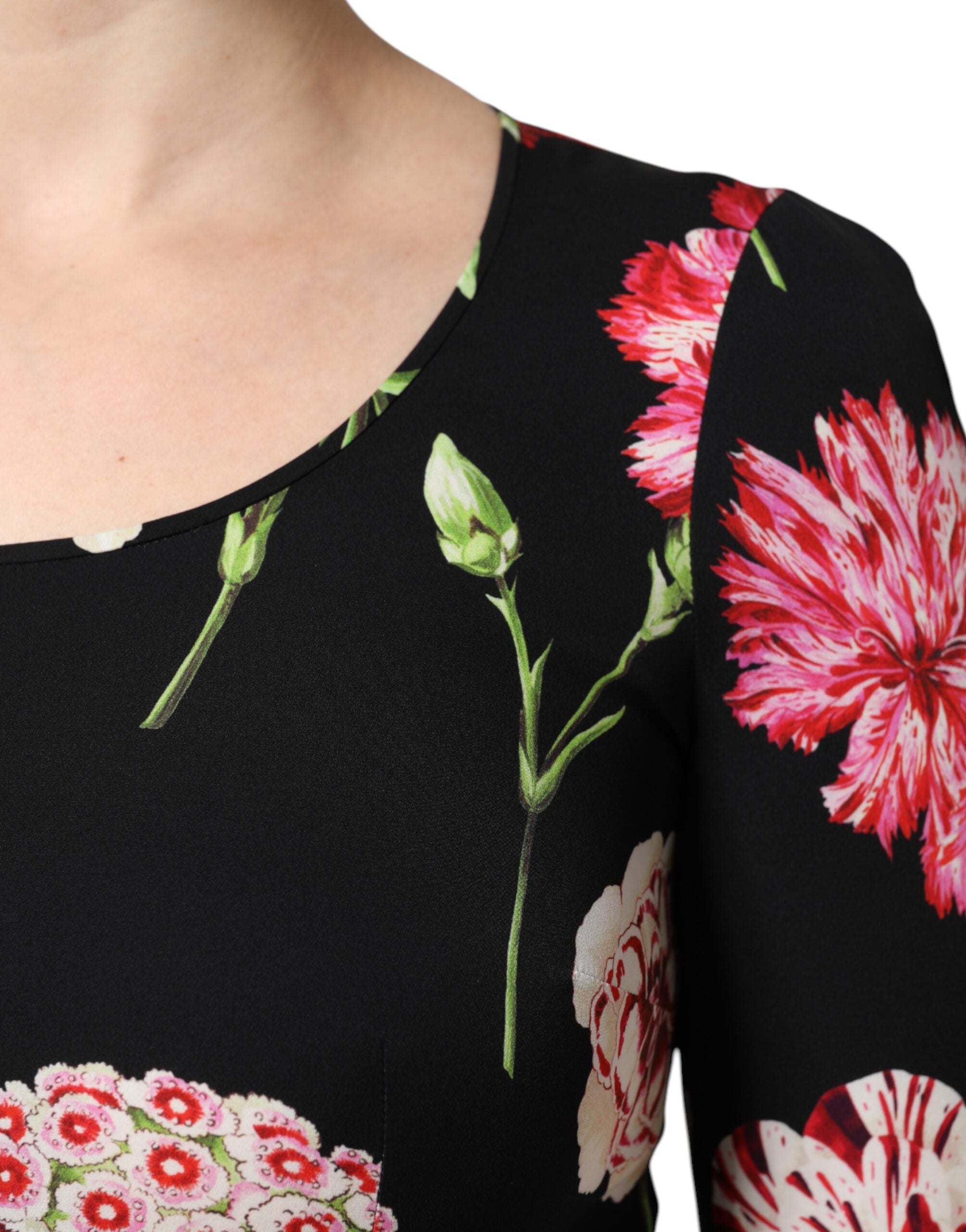 Dolce & Gabbana Black Floral Long Sleeve Women Blouse Top