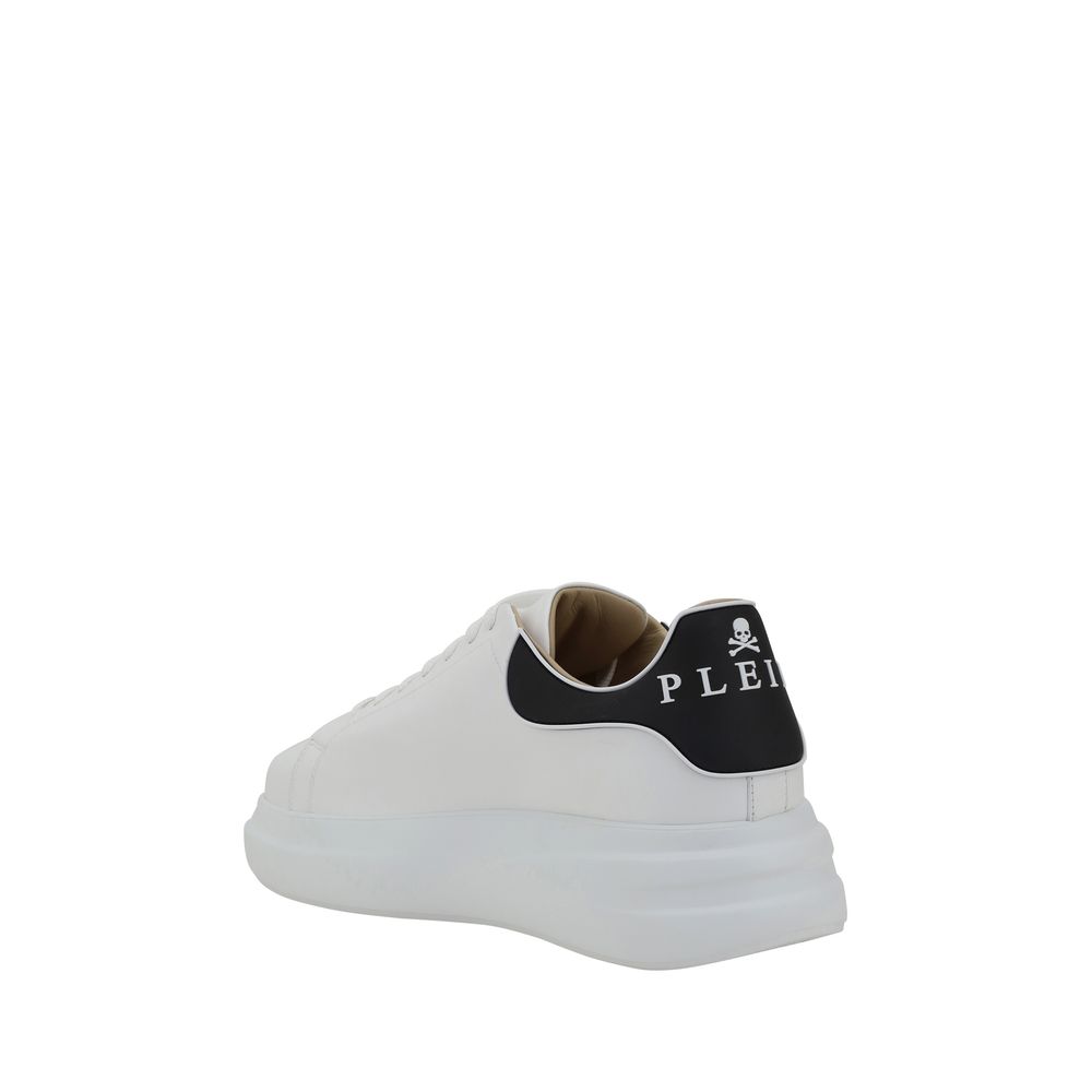 Philipp Plein White Calf Leather Bos Taurus Low Top Sneakers