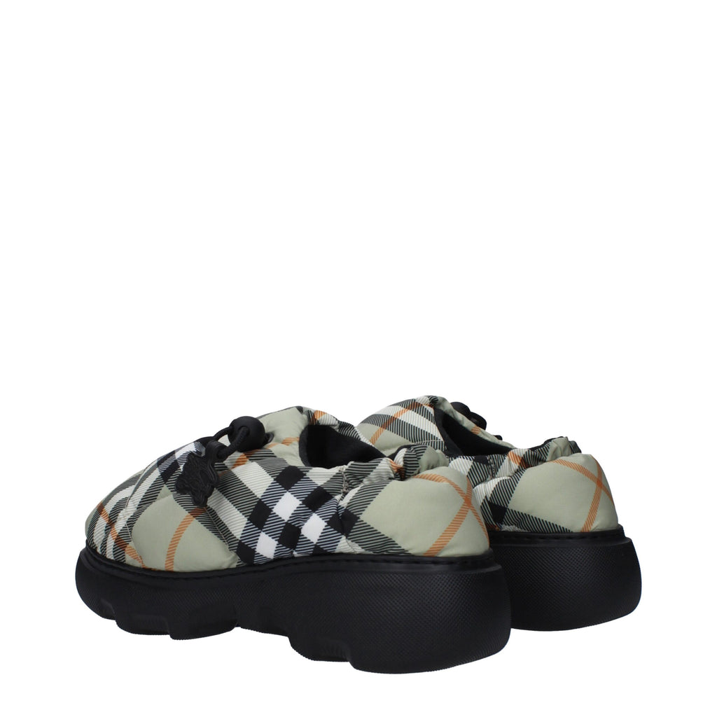 Burberry Green Fabric Slip-On Loafers