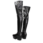 Prada Black Leather Over The Knee