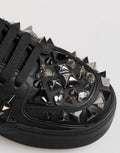 Dolce & Gabbana Black Leather Studded Low Top Sneakers Shoes