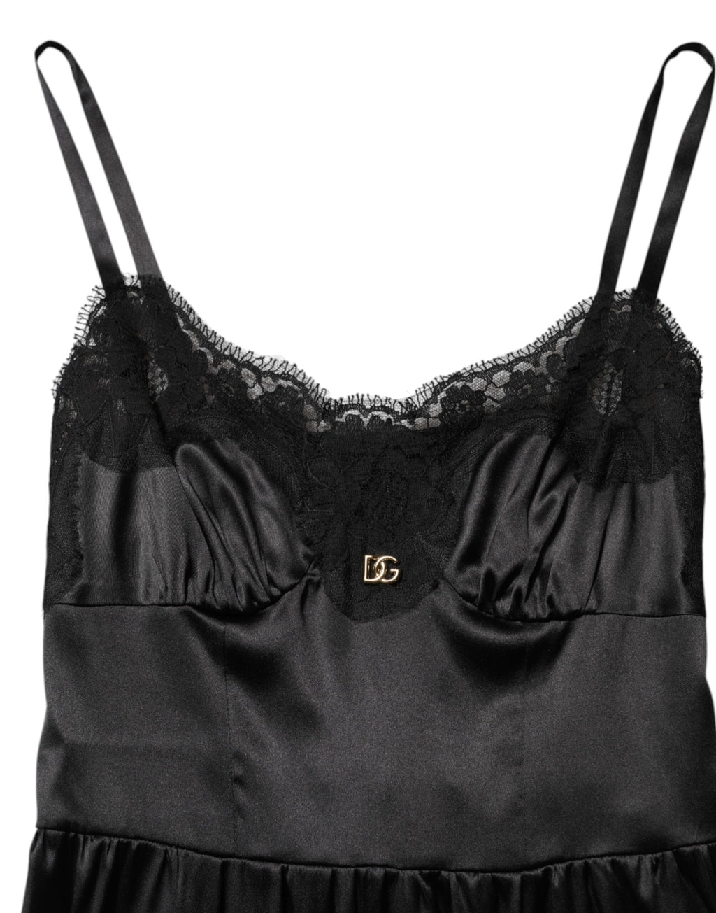 Dolce & Gabbana Black Silk Blend Lace Trim Sleeveless Mini Dress