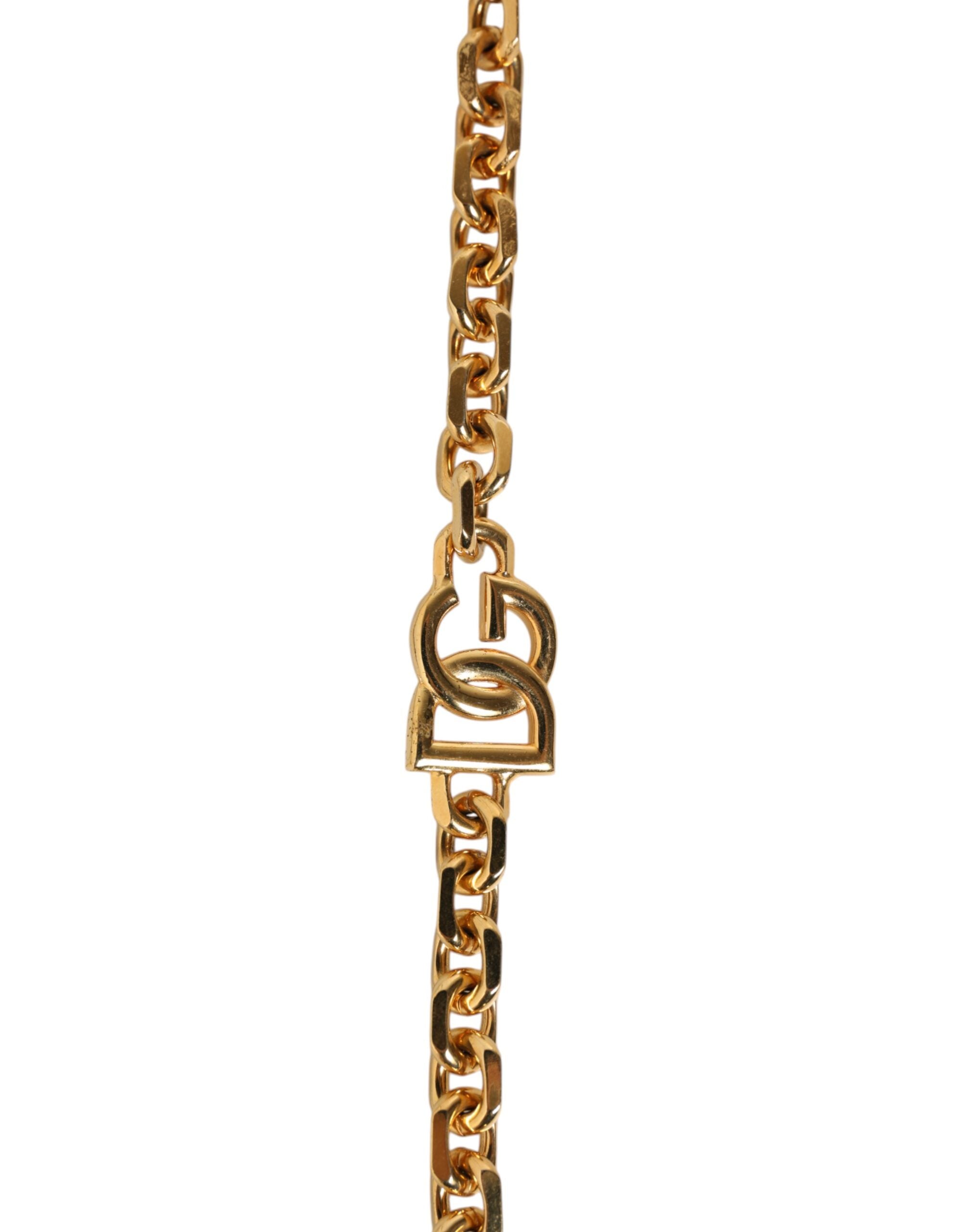 Dolce & Gabbana Black Leather Gold Chain Bag Accessory Shoulder Strap