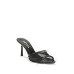 Prada Black Calf Leather Bos Taurus Stiletto Heel Sandals