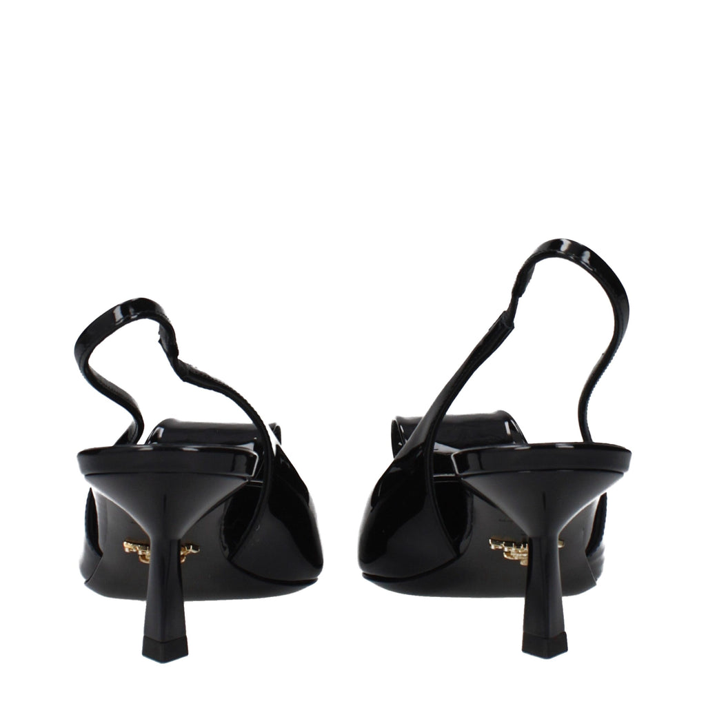 Prada Black Leather Stiletto Heel Sandals